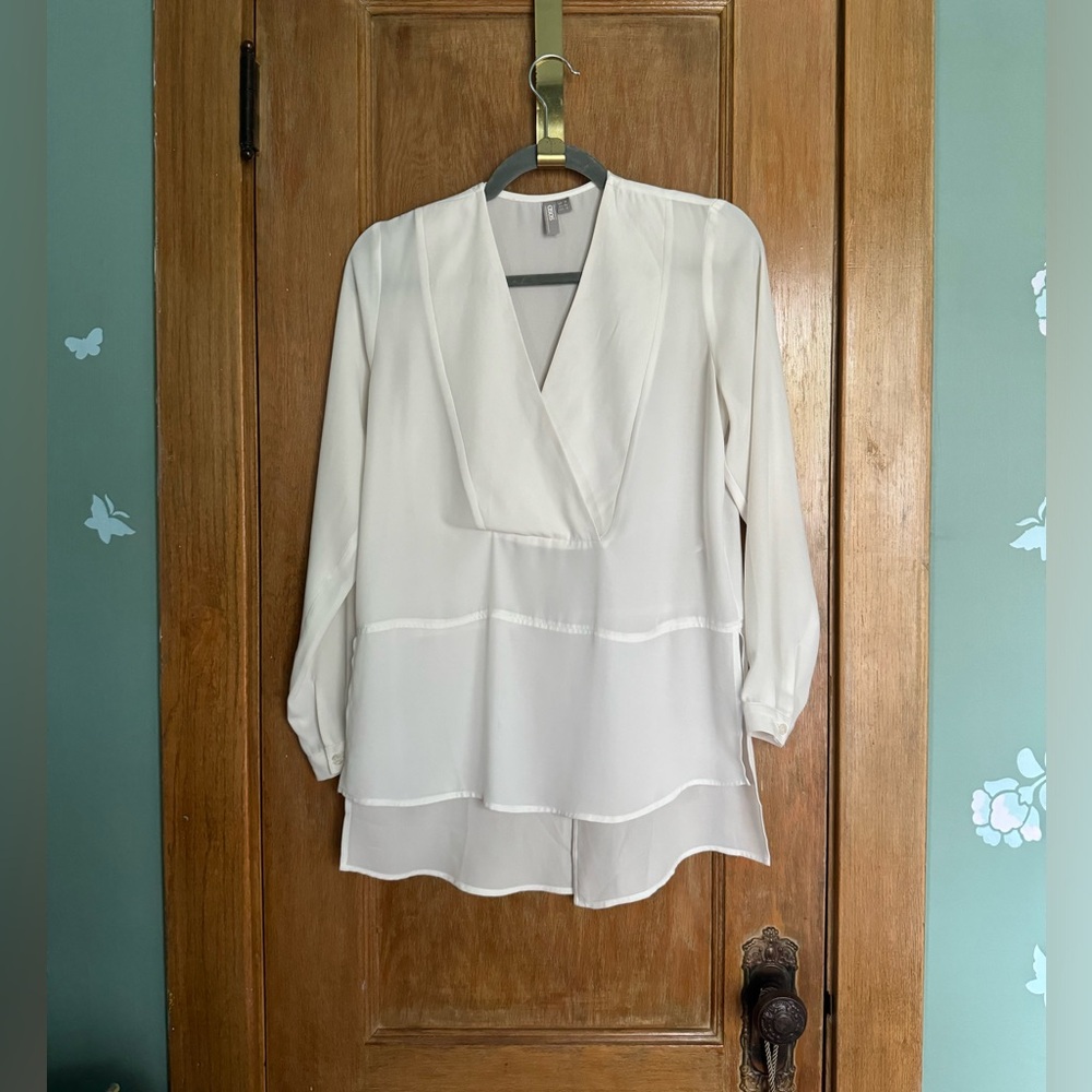 White v-neck blouse